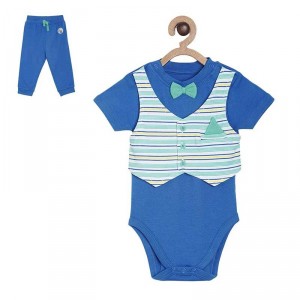 Miniklub Bodysuit+Knit Bottom Set - Blue, 9-12m